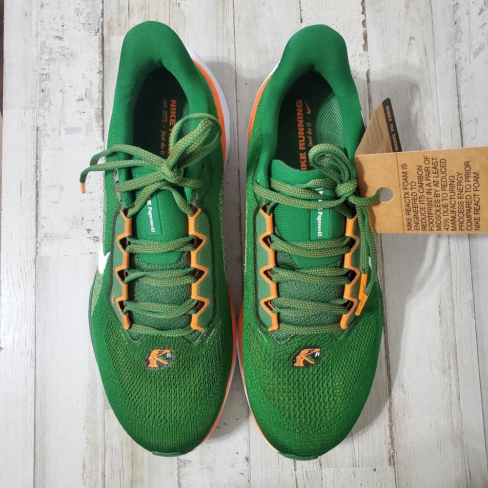 Nike Air Zoom Pegasus 41 "FAMU" Green Orange Shoes Men's Size 9.5 FZ5112-300 - Picture 6 of 11